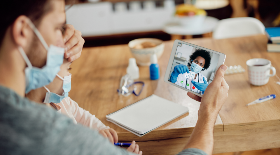 Patient on a video consultation with a doctor