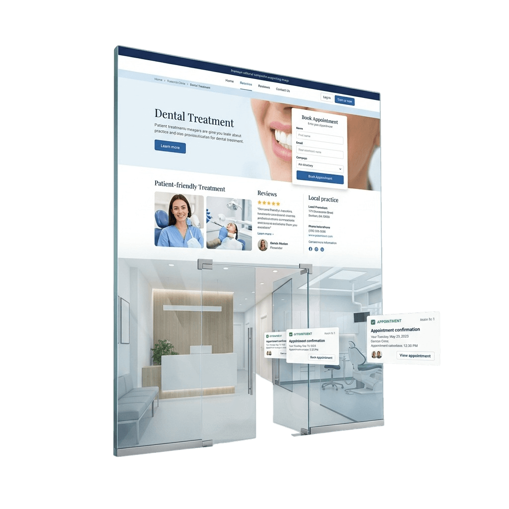 Dental practice website shown across devices