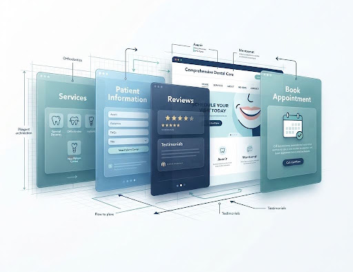 Layered dental website page designs